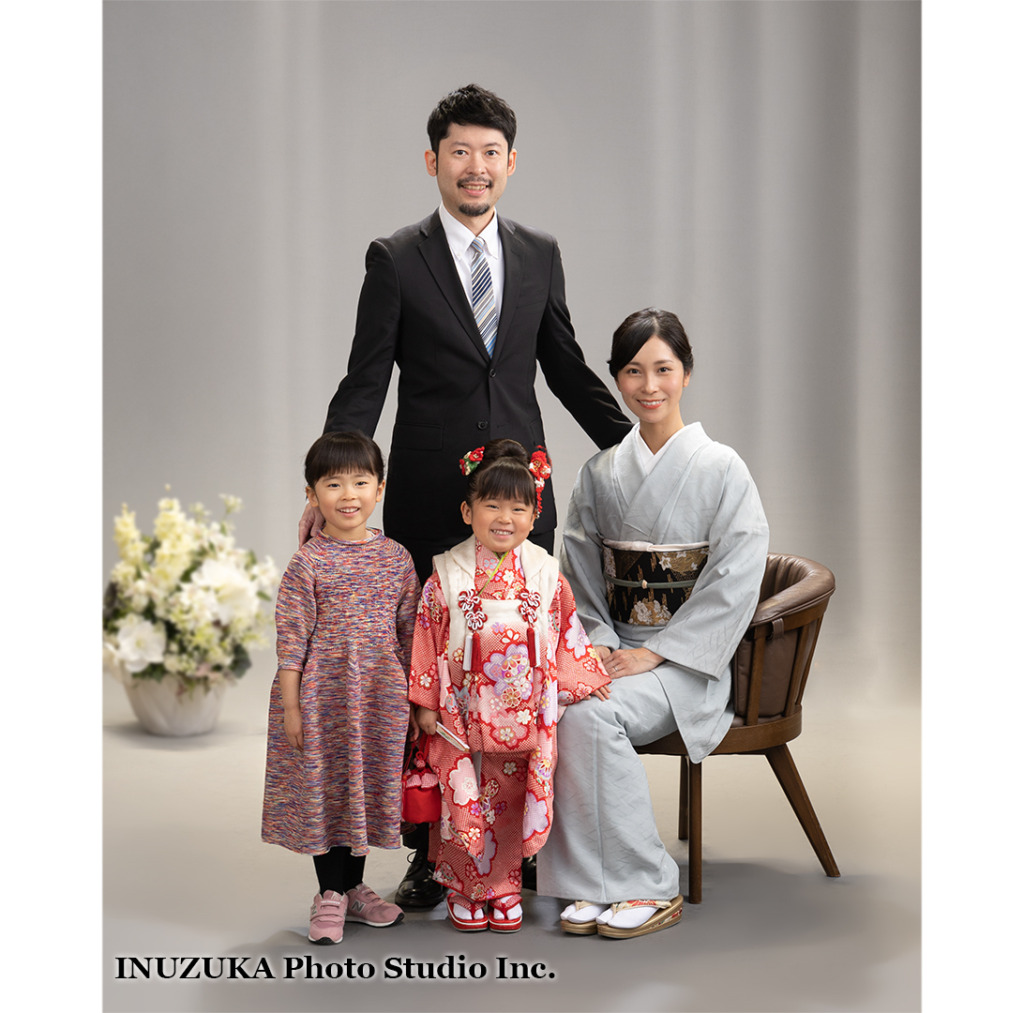 いぬづか写真室で撮影した七五三の家族写真