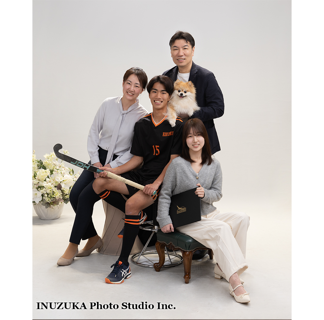 いぬづか写真室で撮影した卒業記念の家族写真