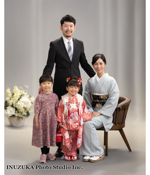 いぬづか写真室で撮影した七五三の家族写真