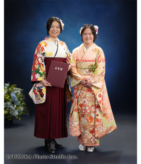 いぬづか写真室で撮影した着物の姉妹の写真